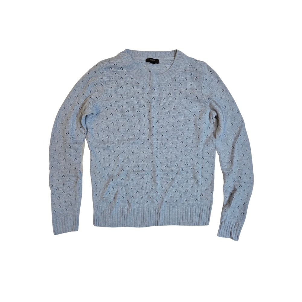 J. Crew Pointelle Pullover crewneck Sweater  Blue Size XS EUC